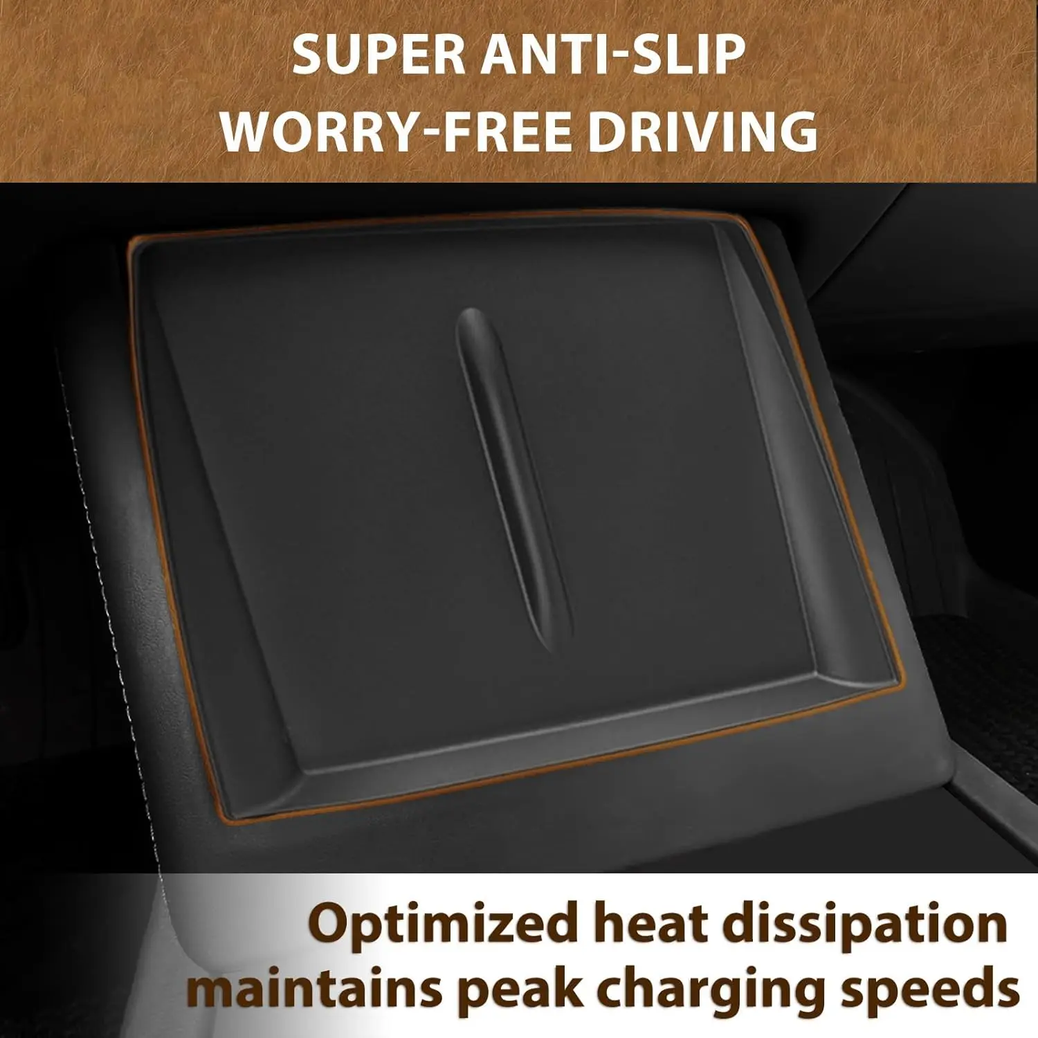 Premium Center Console Cover Set - 3-Piece with Wireless Charger Mat and Armrest Pad