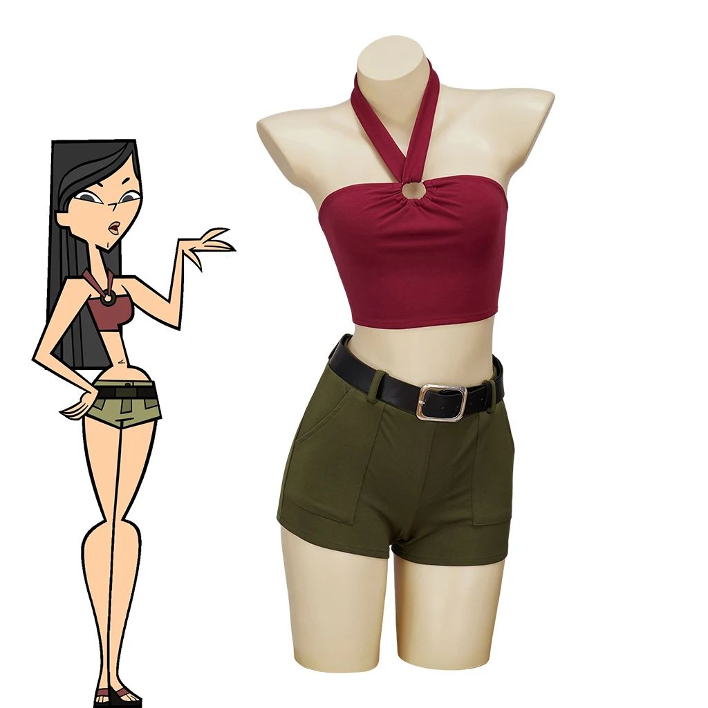 Total Drama Island Anime Heather Cosplay Costume Women Sexy Halter