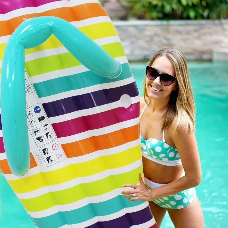 

Giant Stripe Slipper Alphabet Flip Flop Pool Float Inflatable Swimming Ring Ride On Water Toy Slippers Air mattress Boia Piscina