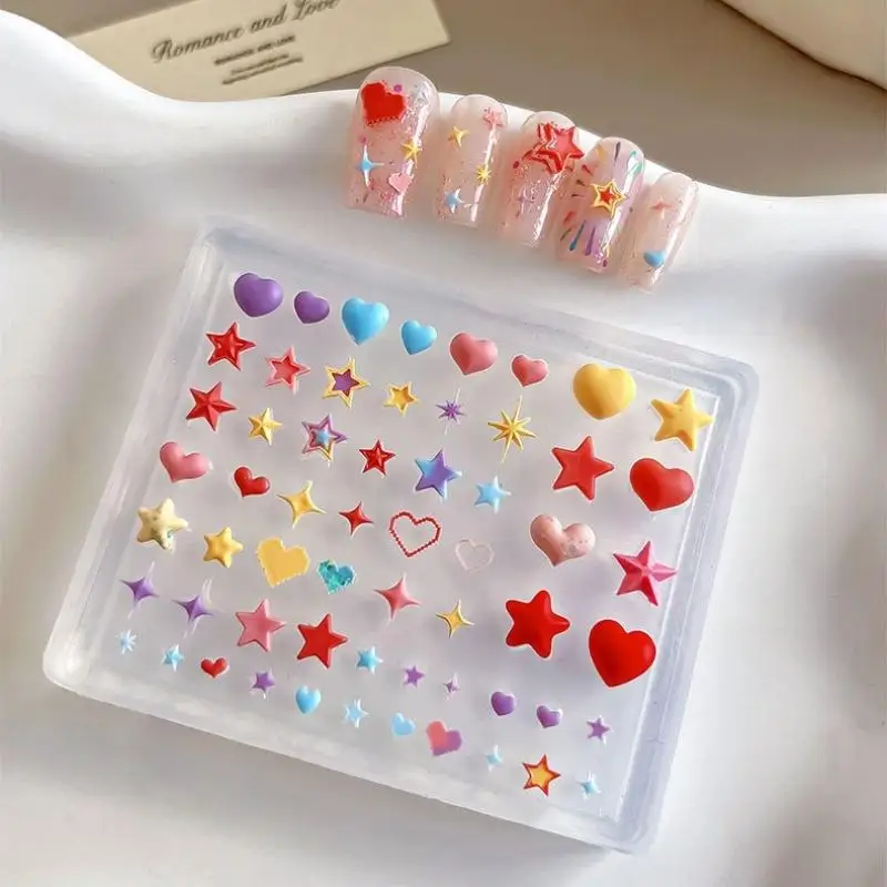 실리콘 네일 몰드 DIY 네일 아트 장식 네일 참 장 투명 매니큐어 템플릿 창의력 3D 하트 스타 펜타그램