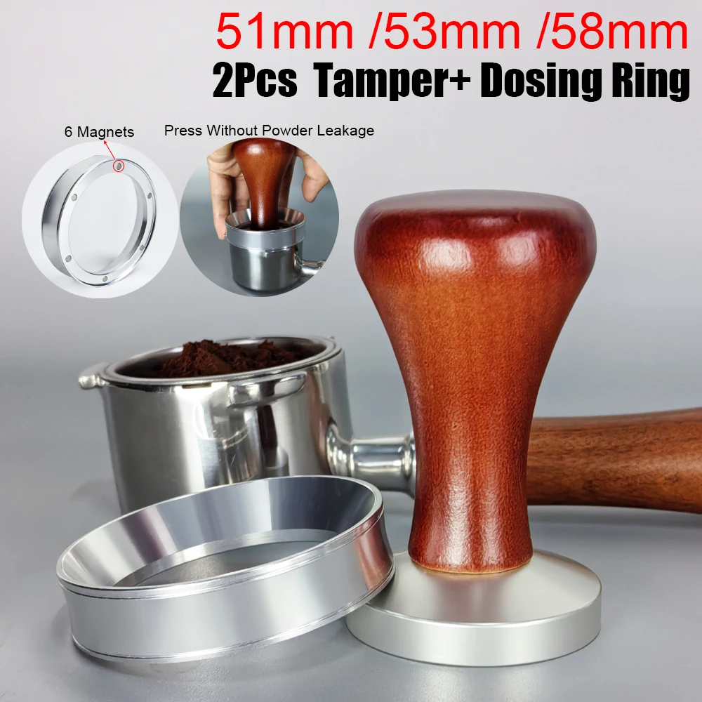 2Pcs/Set 51/53/58mm Espresso Tamper with Coffee Dosing Ring Dosing Funnels espresso tamper coffee dosing ring espresso tools coffee tools