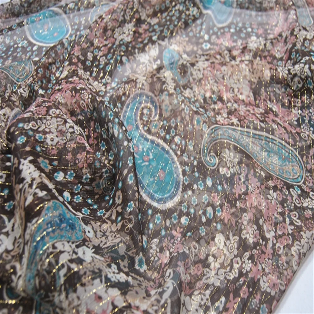 Popular Cheap Great Material Classic Style Hot Sale Nice Color Cashew Silk Metallic Line for Nice Dress