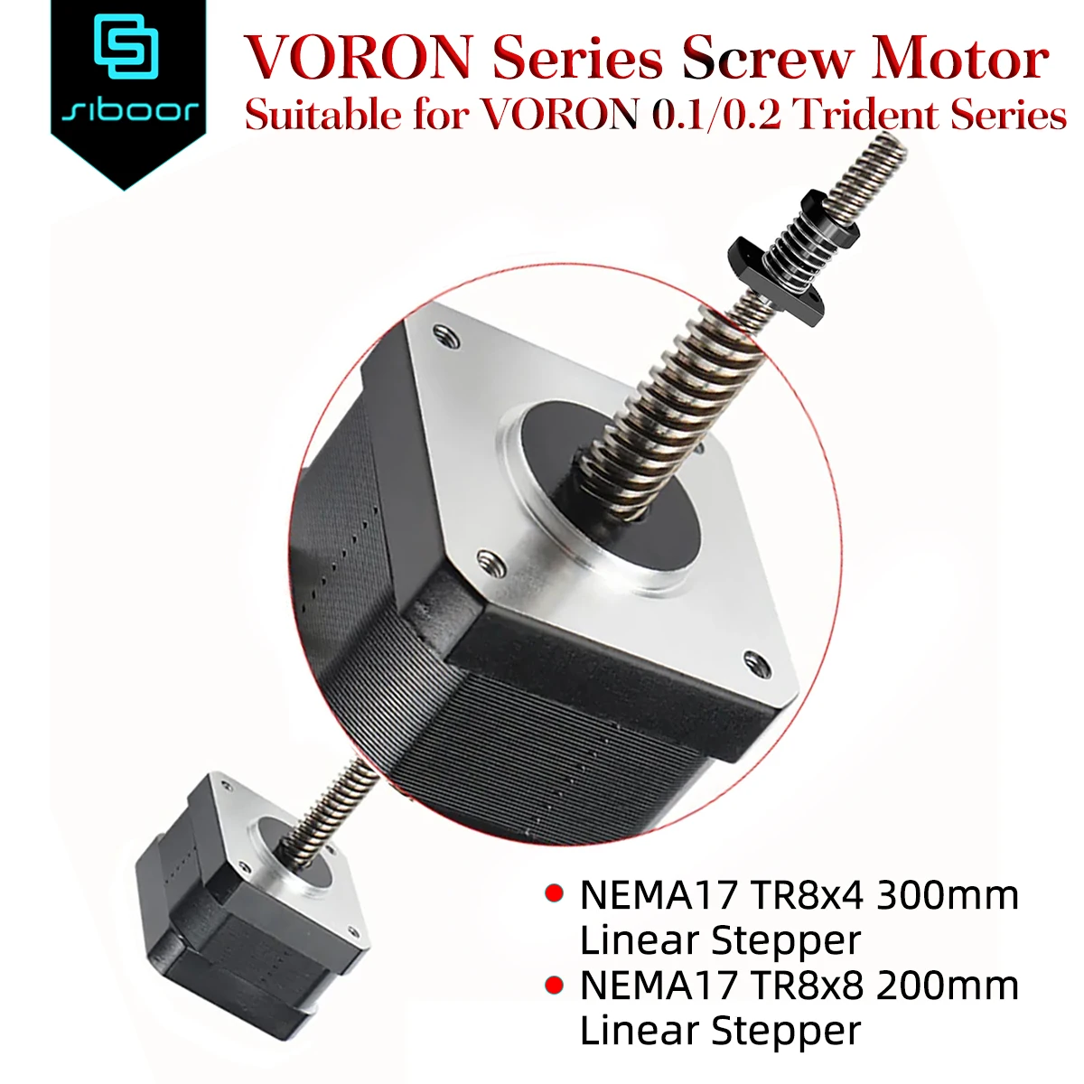 VORON Trident Screw Motor NEMA17 TR8×8 200mm/TR8x4 300mm Linear Stepper Motor for VORON 0.1/0.2 Trident 3D Printer Series