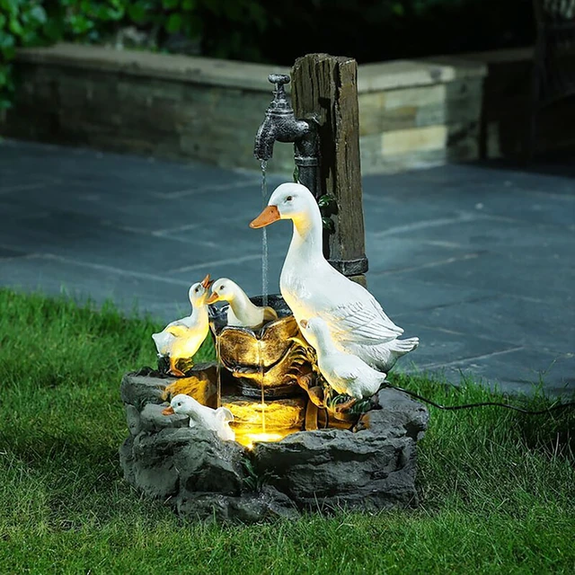 Jardin Animal Statue Fontaine Lumière Solaire Led Jardin Art Déco Jardin  Extérieur Sculpture