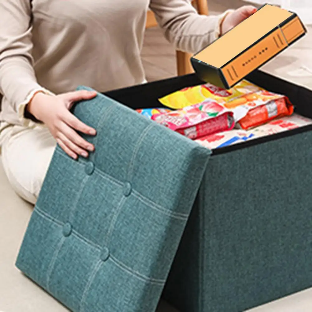 Storage Stool Multi-functional Foldable Large Capacity Waterproof Fabric Stable Bedroom Bench Foot Rest Stool with Padded Seat