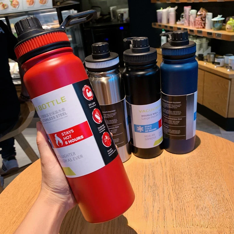 

600ML 800ML 1000ML Outdoor Kettle Water Bottle with Tea Filter 304 Stainless Steel Thermal Cup Leak-proof Flask Sports