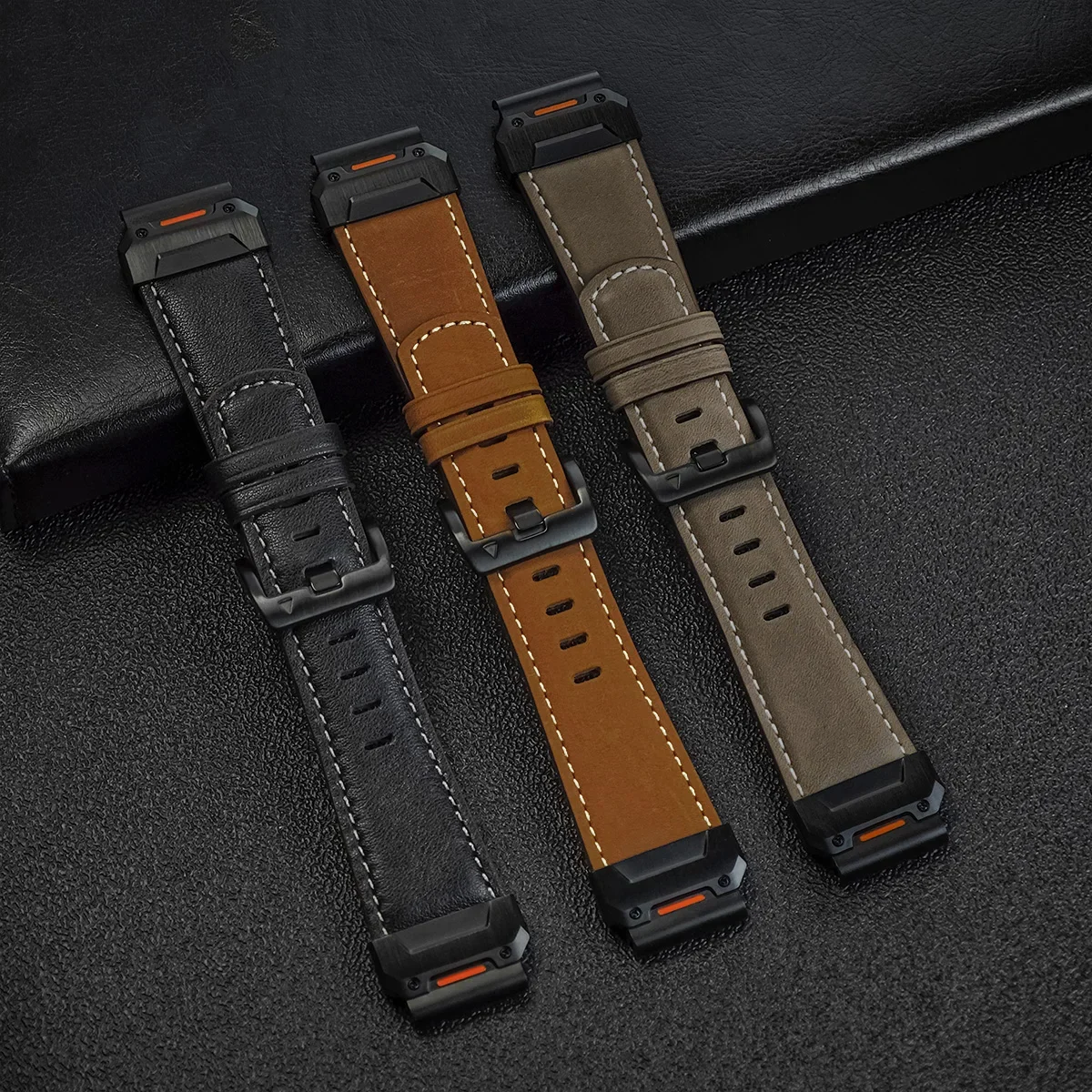 Genuine Leather Watch Band with QuickFit Clasp - Premium Strap Bracelet, 22mm/26mm