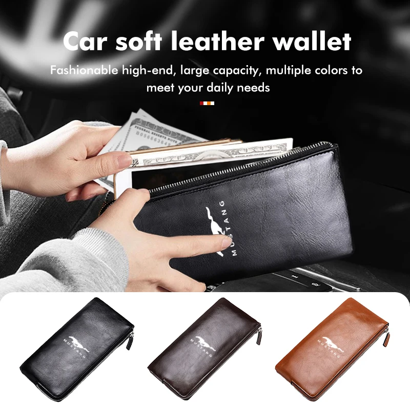 Portafoglio Lungo Interno In Morbida Pelle Newe Per Auto Portafoglio Grande Per Mustang Fiesta Kuga Edge Mondeo St Mondeo Shelby Gt Fender