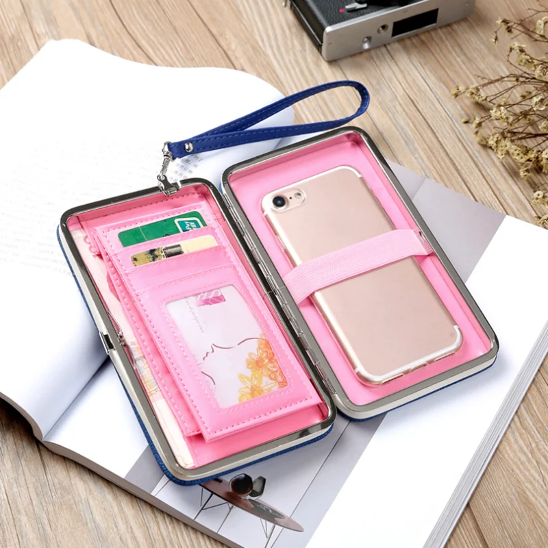 Women Bowknot Wallets Bow Tie Pocket Long Section Zipper Purse Phone Card Holder Clutch