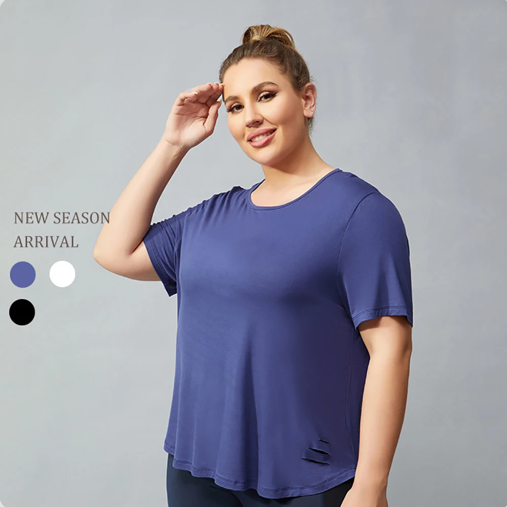 

Plus Size Clothing For Summer Short Sleeve T-Shirt O Neck stripe Crinkled T-Shirt Solid Color Large Size Loose Thin Tops XL-4XL