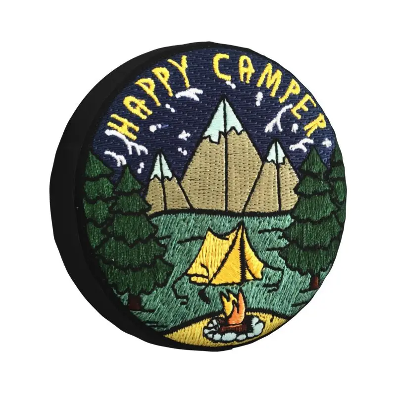 

Happy Camper Spare Tire Cover for Toyota RAV4 Prado Jeep RV SUV 4WD 4x4 Adventure Camping Travel Car Wheel Protector Covers