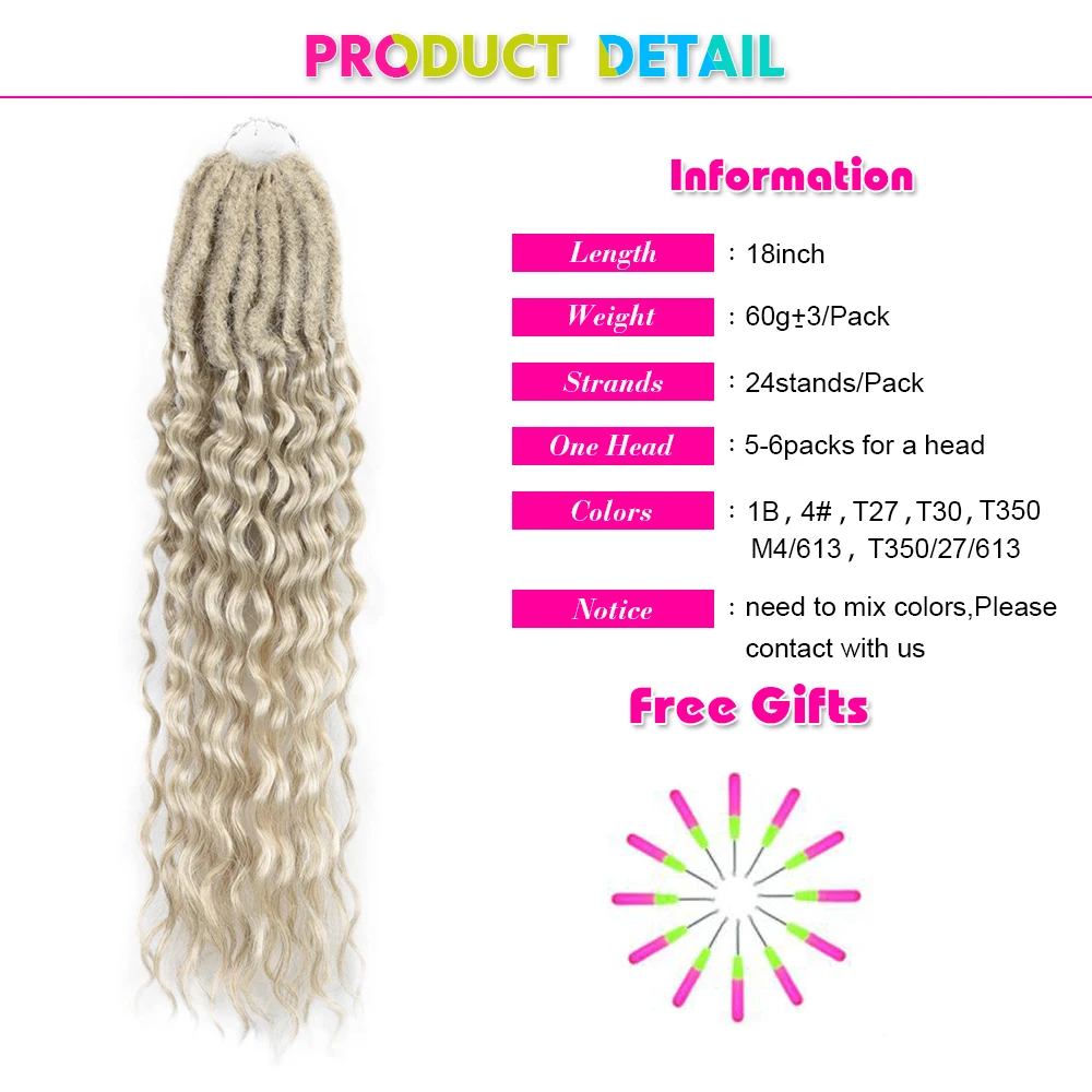 Synthetic Goddess Locs Crochet Braids Hair Extension 18Inch Pre-looped Bohemian Locs Deep Wave Curly Crochet Hair Expo City 3