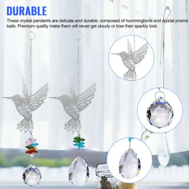 Crystal Nap Glass Prisms Solar Chandelier Kolibri Függöny Fogó Szél Lógó Bagoly Dekoráció Szivárvány Medál Chimes Chaser M1W3 - Image 2