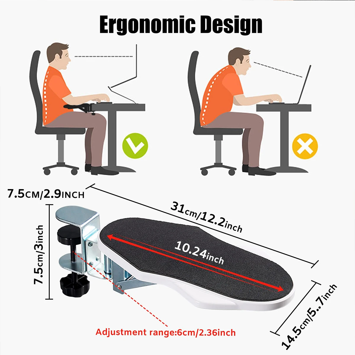 Computer Arm Support Bracket 1 PC Computer Arm Support Bracket Suitable for Office Desk Rotate Wrist Support Bracket Extension Tray for Home Use