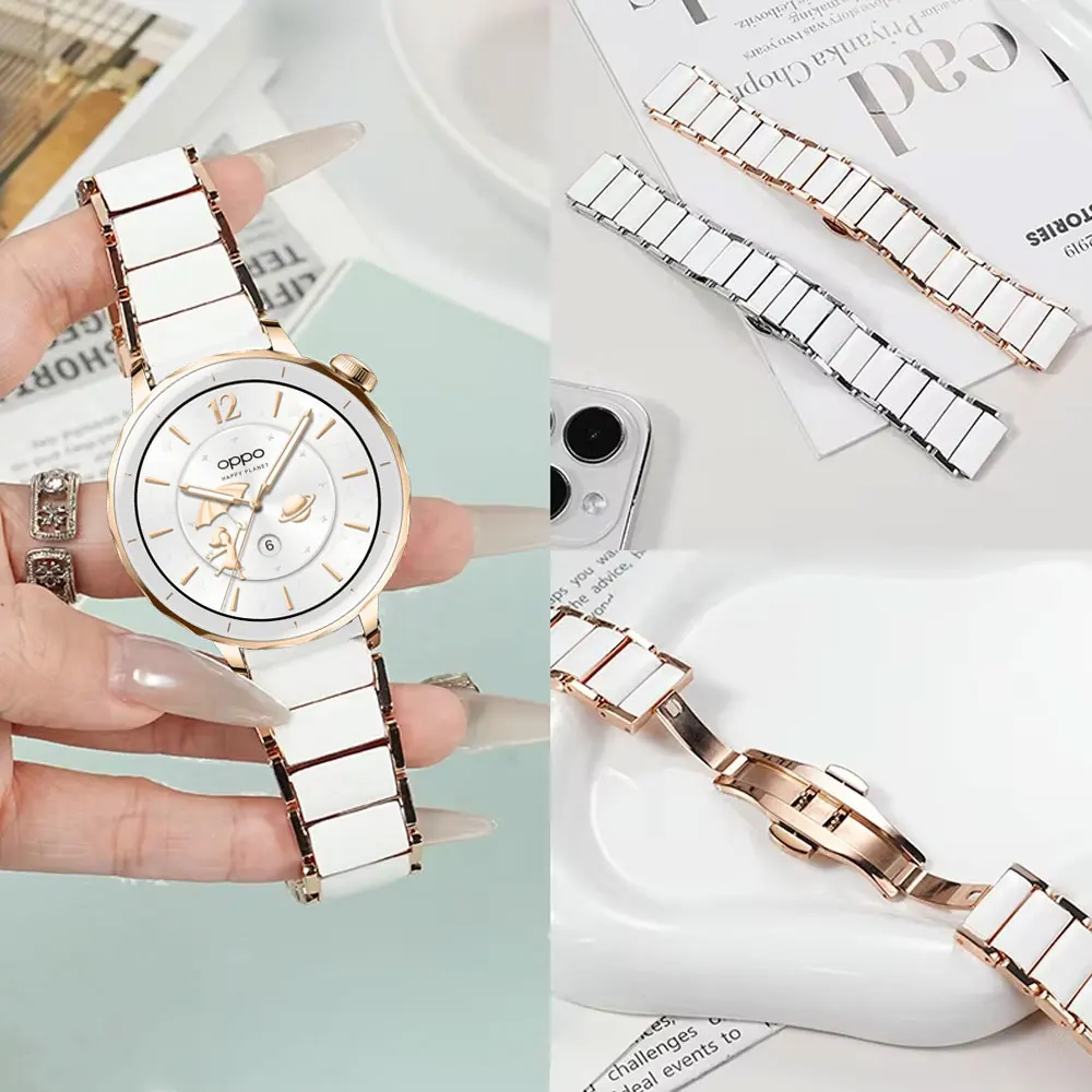 18mm Ceramic Strap with Butterfly Buckle Wristband