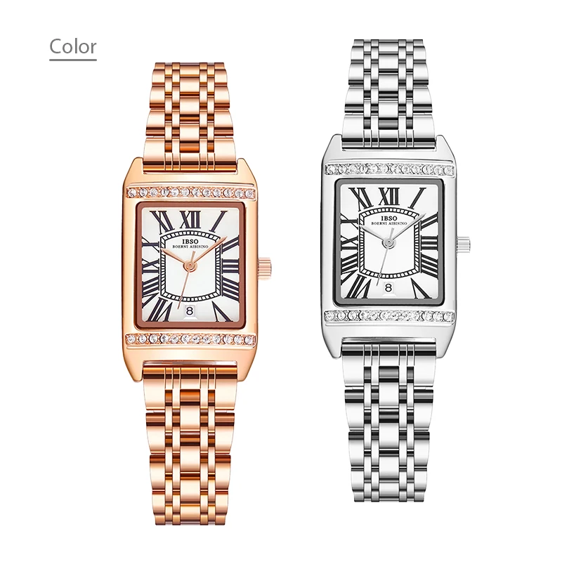 Luxury Brand Women Watch Rectangular Golden Steel Romantic Quartz Hand Clock Female Waterproof Elegant Ladies Wristwatch Silver