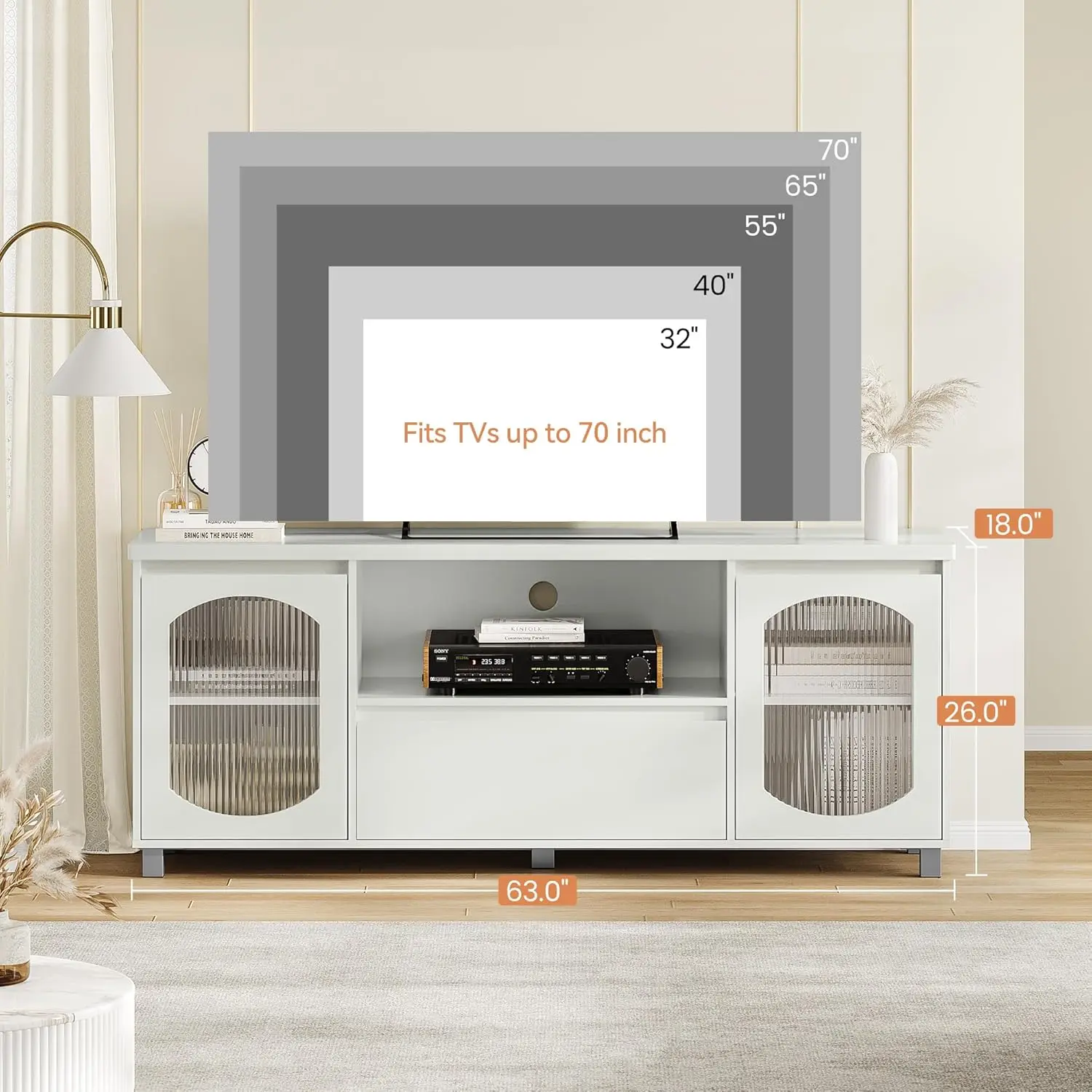 TV Stand for 65 Inch TV,Entertainment Center with Storage Drawer and Open Shelf,TV Media Console Cabinet Furniture for Living Ro 4