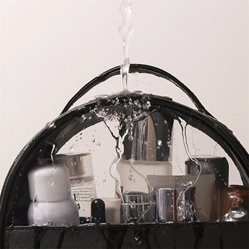 Transparent Cosmetics &Amp; Travel Compact Black Bag For Toiletries Travel Practical Accessories