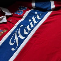 Polo pour homme, style Harajuku Y2K, streetwear, rayé, contrasté, polo de rugby à manches longues, broderie Haïti, coupe ample, décontracté, unisexe, tendance 3