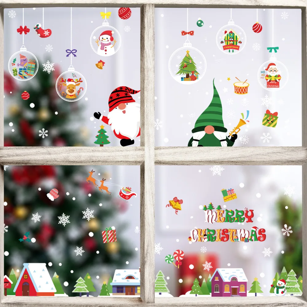 Heiheiup DIY Portable Window Decal Christmas Theme Santa Snowflake Window  Sticker DIY Portable Window Decal Christmas Theme Santa Snowflake Window  Sticker Positive Stickers for Adults 