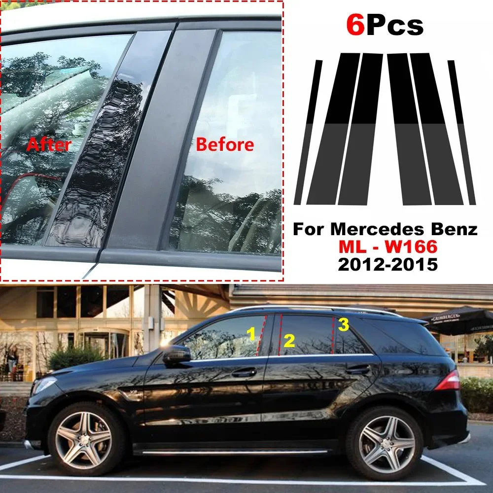 

6 шт., декоративные наклейки на столб Mercedes Benz M Class ML W166 2015 2014 2013 2012