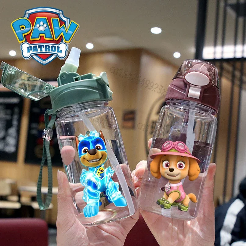 Original Paw Patrol Children's Water Sippy Cup 550ML Creative Cartoon Kids Cups with Straws Leakproof Water Bottles Outdoor Gift