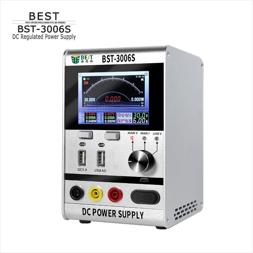 

DC POWER SUPPLY BST-3006S 30V 6A 4 Display Adjustable Laboratory Voltage Regulator for PCB Welding Repair Dual USB Charging Tool