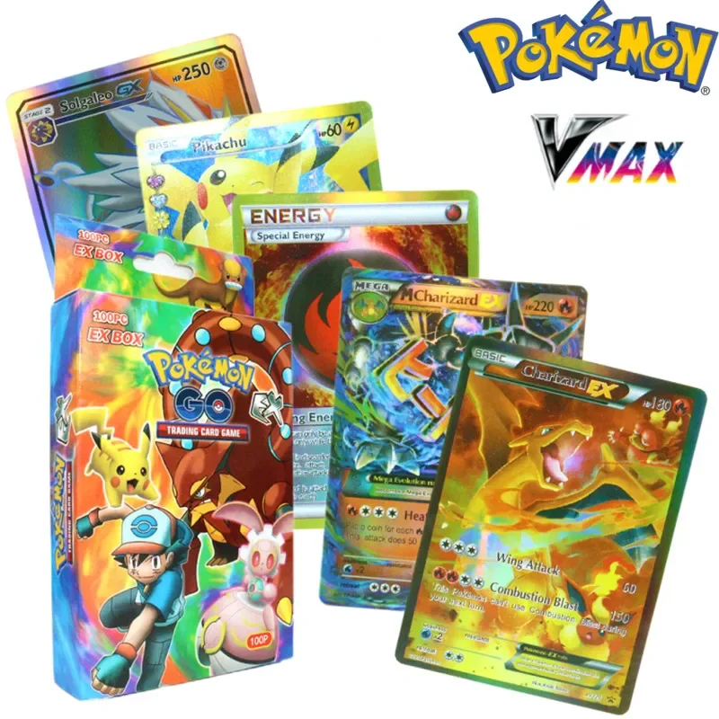 

Pokemon 55-100PCS English French Spanish Cards Box Pikachu Mewtwo Vmax GX Shining Rare Collectible Battle Trading Cards Gift