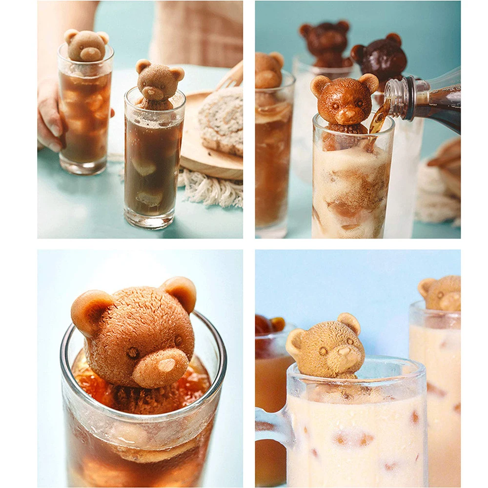 Cartoon Bear 3D Stereo Silicone Ice Tray Mold Quick-frozen And Easy-to-release Milk Tea And Coffee Ice Mold Summer Kitchen Tools_voghion.com