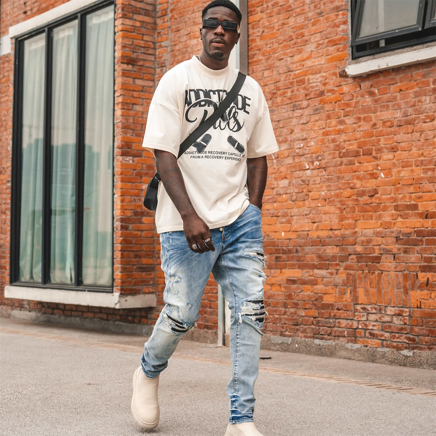 Pantalones vaqueros largos Retro para hombre, Jeans ajustados con agujero la rodilla, de marca, moda 2022| - AliExpress