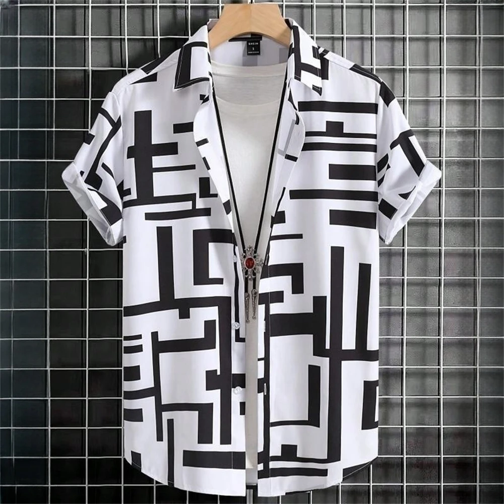 Men's Short Sleeve Hawaiian Shirts 3d Patchwork Printing