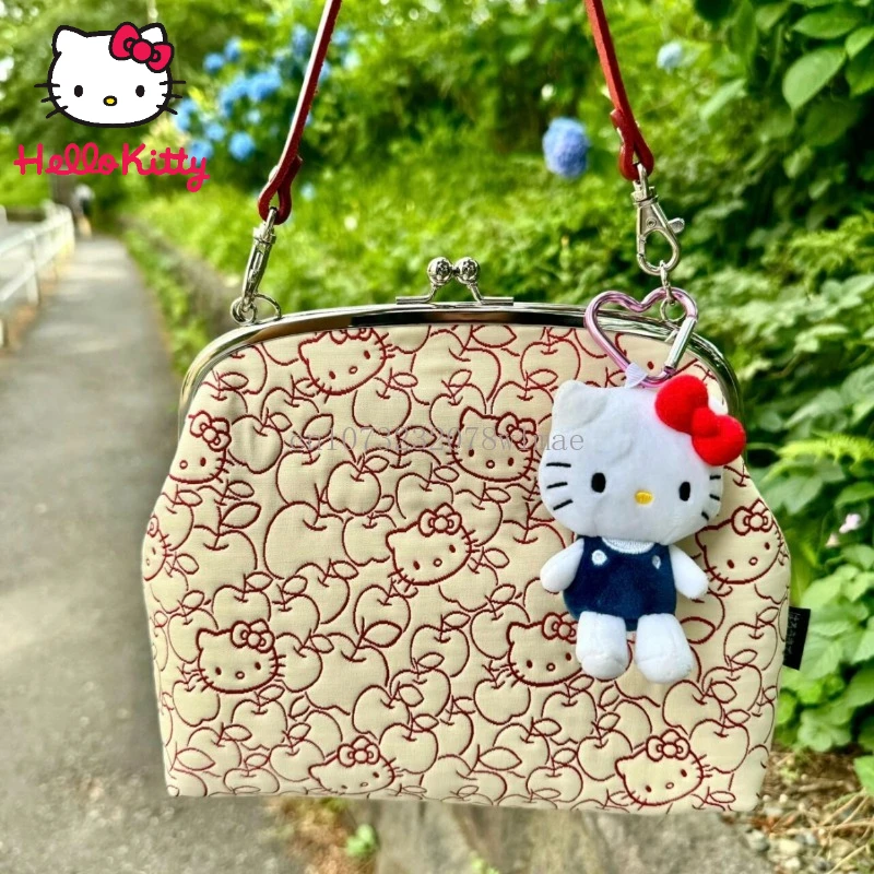 Sanrio Hello Kitty Embroidery Coin Purse Kawaii Cartoon Portable Small Change Storage Bag Shoulder Bag Makeup Bags for Girls