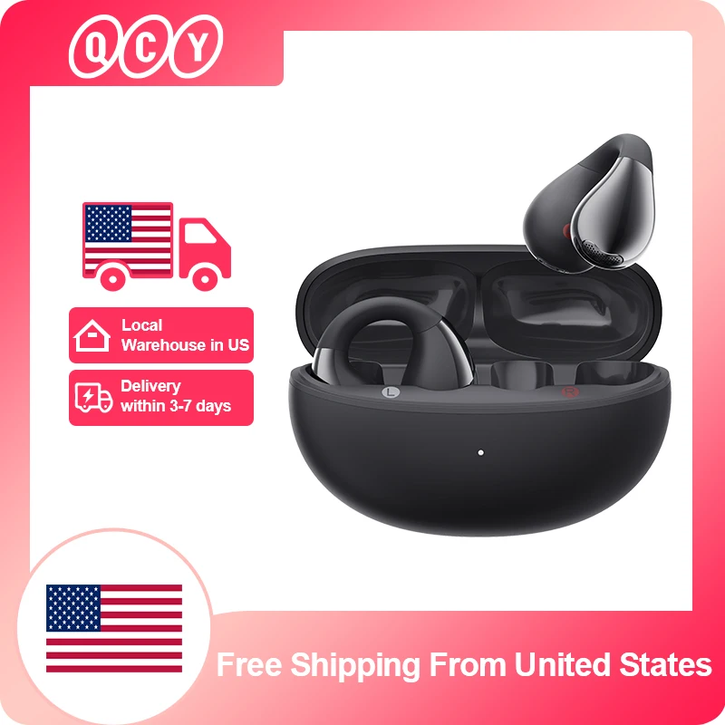 QCY Crossky C30 Wireless Bluetooth 5.4 Earphones Ear Clip TWS Sports Earbuds Open Ear Dual-Connection Waterproof Headphones