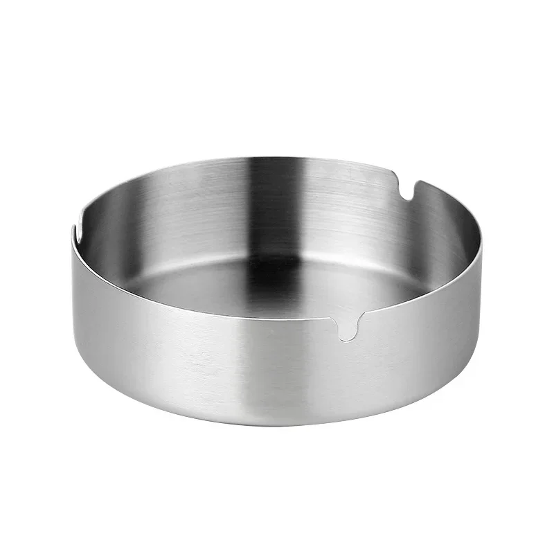 8-14cm Round Shallow Ashtray Stainless Steel Smoke Trays Thick Durable Cigarette Accessories Hotel Home Portable Case