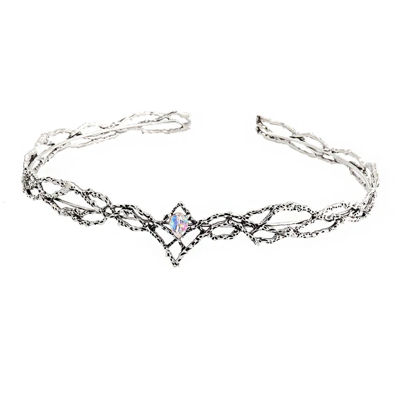 

Movie King Round Elves Crown Tiara Women Waterdrop Zircon Headband Bridal Hair Accessories Gifts Jewelry Wedding Headwear