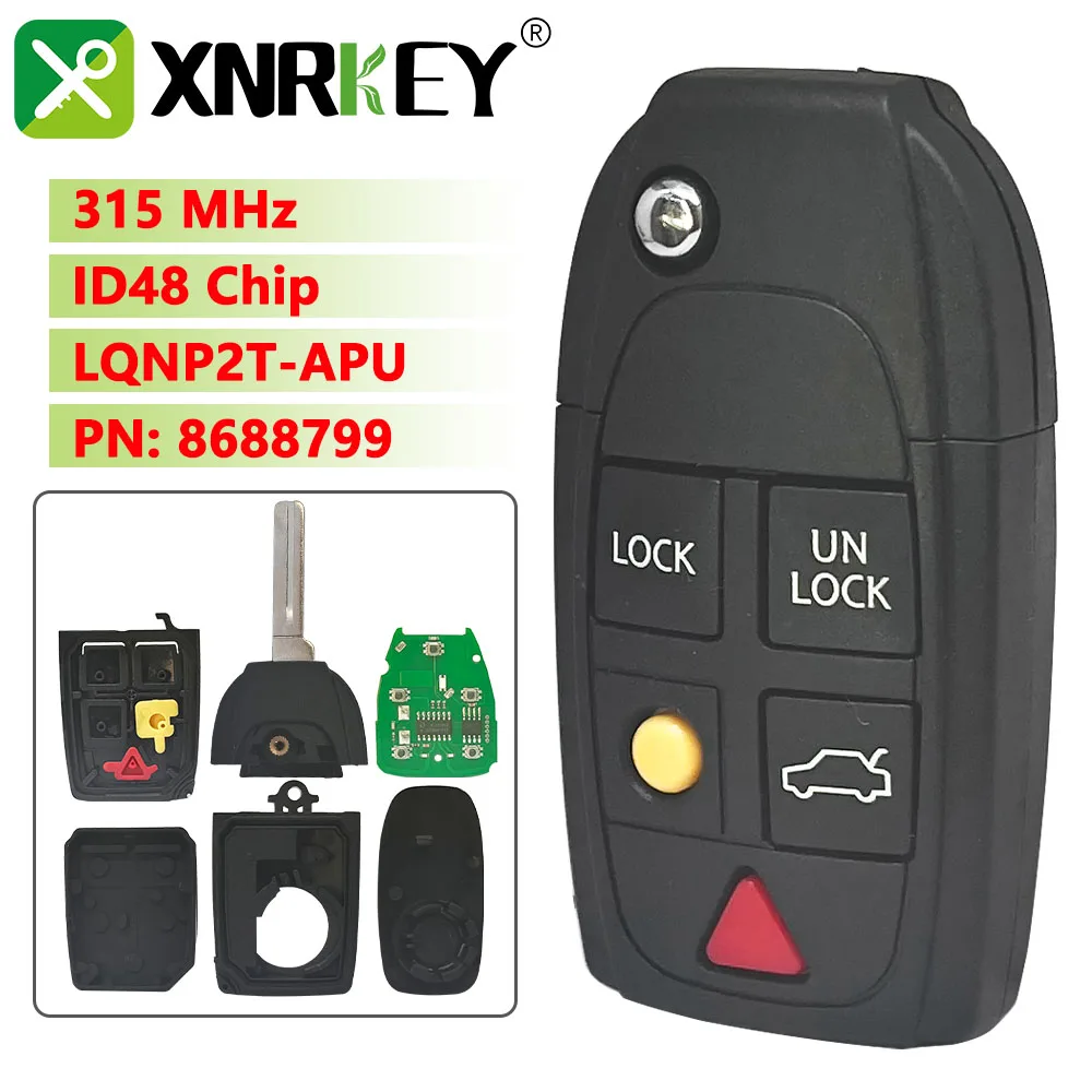 

XNRKEY 315 МГц чип ID48 идентификатор FCC: Стандартная Деталь #: 8688799 откидной дистанционный ключ для VOLVO S60 S80 V70 XC70 XC90 2004-2015