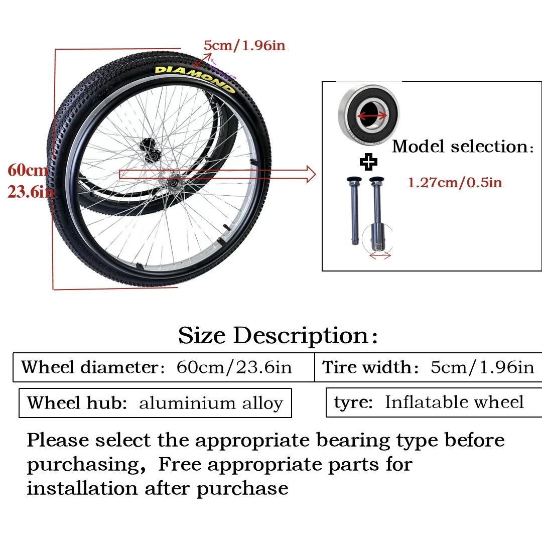 24 Inch Heavy Duty 36 Spoke Off Road Wheelchair Wheel