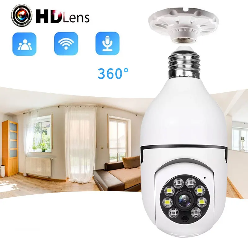 E27 Bulb HD Wifi Mini Camera Security Protection 360 Degree Panoramic Camera Universal Light Network Monitor Night Vison