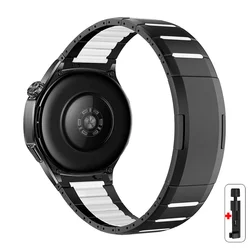 Premium Steel Watch Strap with Silicone Band - Elegant and Versatile Bracelet in 46mm Size - 22mm (BLACK WHITE)