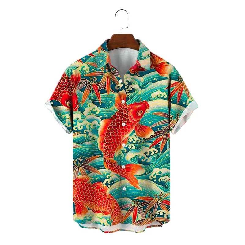 Koi Fish Hawaiian Shirt Koi Fish Sleeve Shirts Koi Fish Print