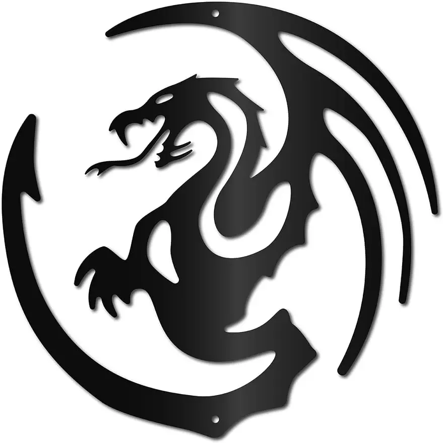 

1PC Dragon Wall Art Gothic Decor Metal Black Wall Sculptures Decorative Hanging Ornament Iron Mythical for Home Living Room