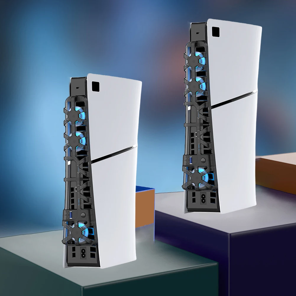 LED 조명 쿨러 선풍기 및 팬 3 개, 냉각 게임 액세서리, USB DC 5V 게임 콘솔 후면 냉각 선풍기, PS5 슬림 콘솔용