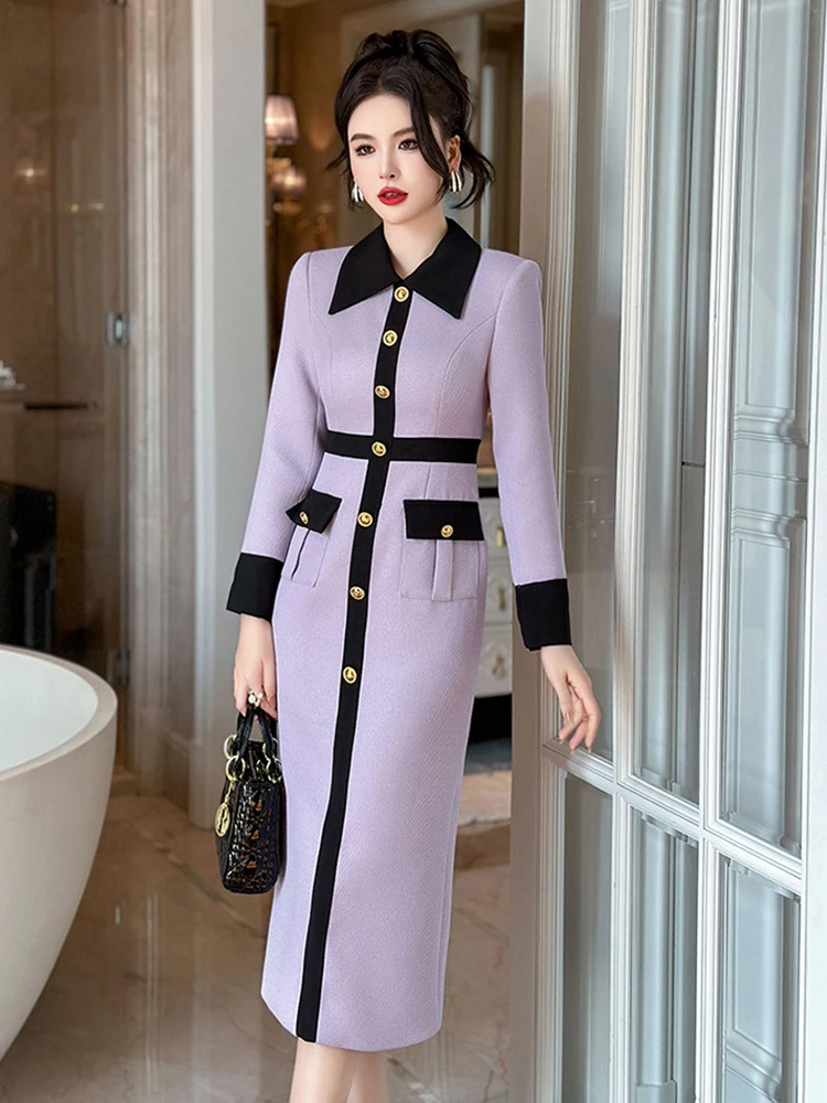 Korean Fashion Ladies Work Style Formal Pencil Dresses Women