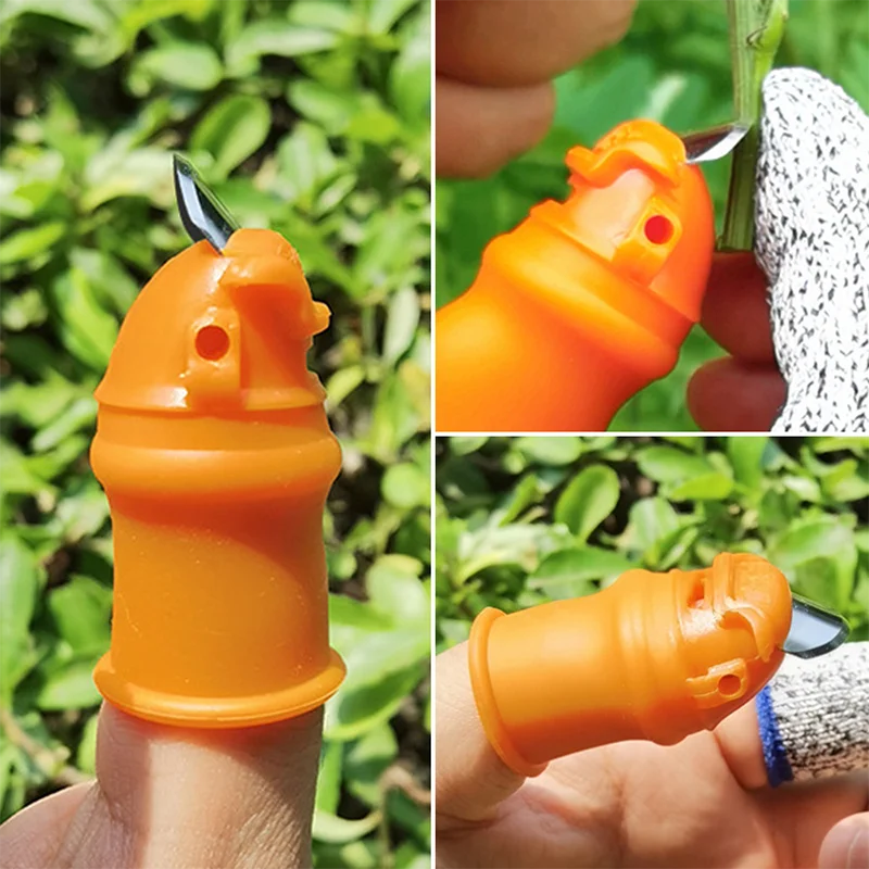 Silicone Thumb Knife Finger Protector Vegetable Harvesting Knife Plant Blade Scissors Safety Cutting Rings Garden Gloves Tools