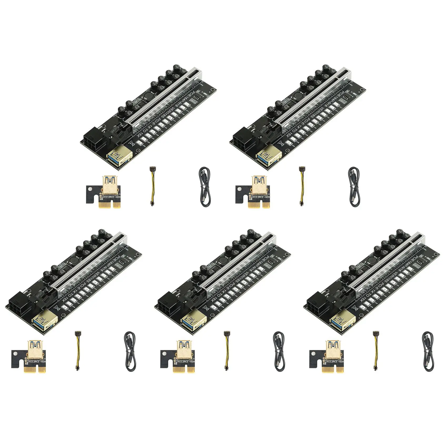 

Плата расширения VER018S PCIE, 1X до 16X, USB, кабель-удлинитель для графической карты для майнинга, 5 шт.