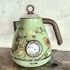 Automatic Power Off Retro Green Paint Decal Electrc Kettle Boiling Water with Thermometer 304stainless Steel 1850w 1.7L 4