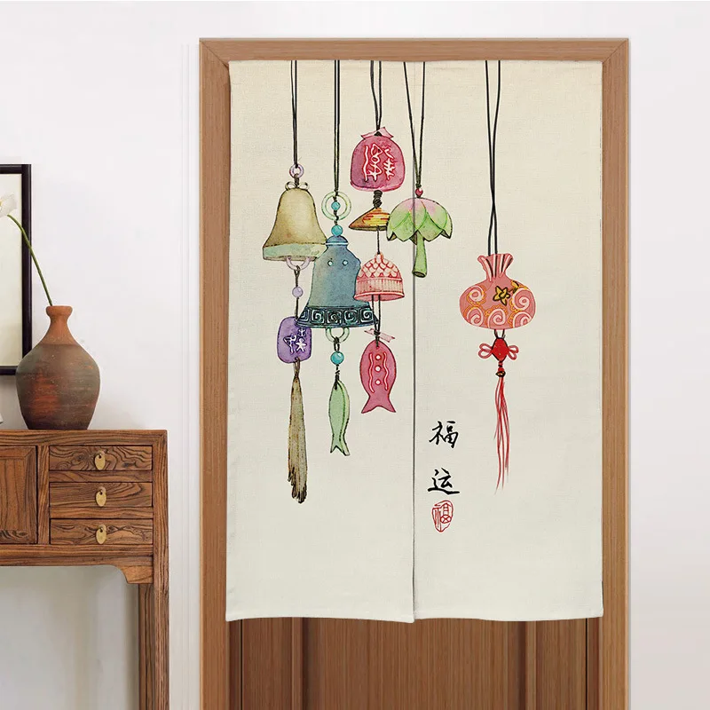 Chinese Style Flowers Door Curtain Bathroom Partition Curtains Noren Curtain Living Room Kitchen Entrance Doorway Curtains 3
