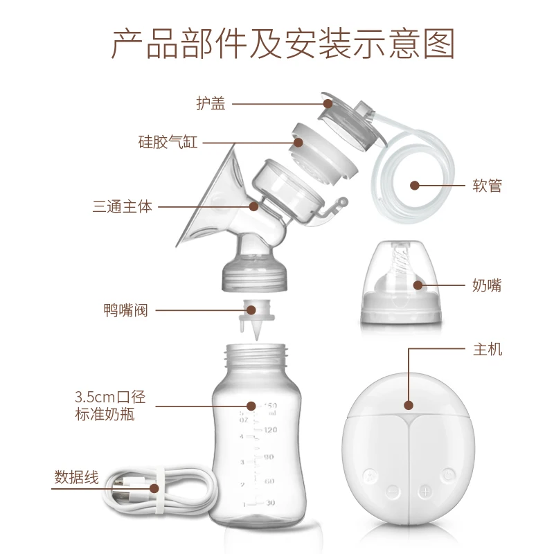 Double Electric Breast Pumps Powerful Nipple Suction USB Electric Breast Pump with Baby Milk Bottle Cold Heat Pad Nipple electric breast pump