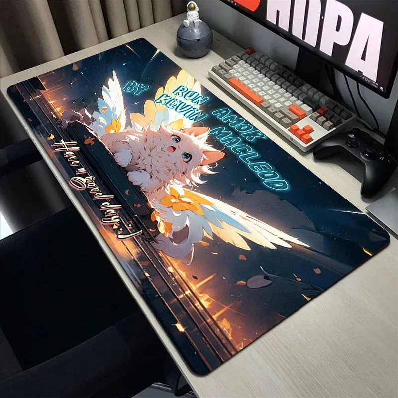 

Cat Large Mouse Pad Gamer Accessories Mousepad Locking Edge Mouse Mat Rubber Anti-slip Table Pads Computer Keyboard Mats 900x300