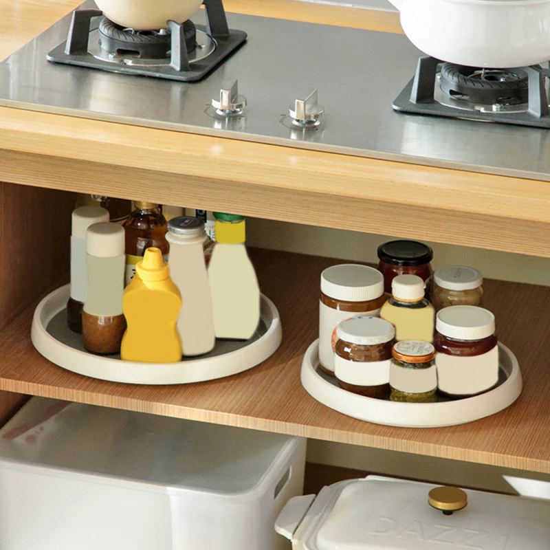 Spice Rack 360 Rotating Seasoning Storage Rack Multifunction Pantry Cabinet Turntable For Cosmetics Kitchen Accessories Organizer Tray